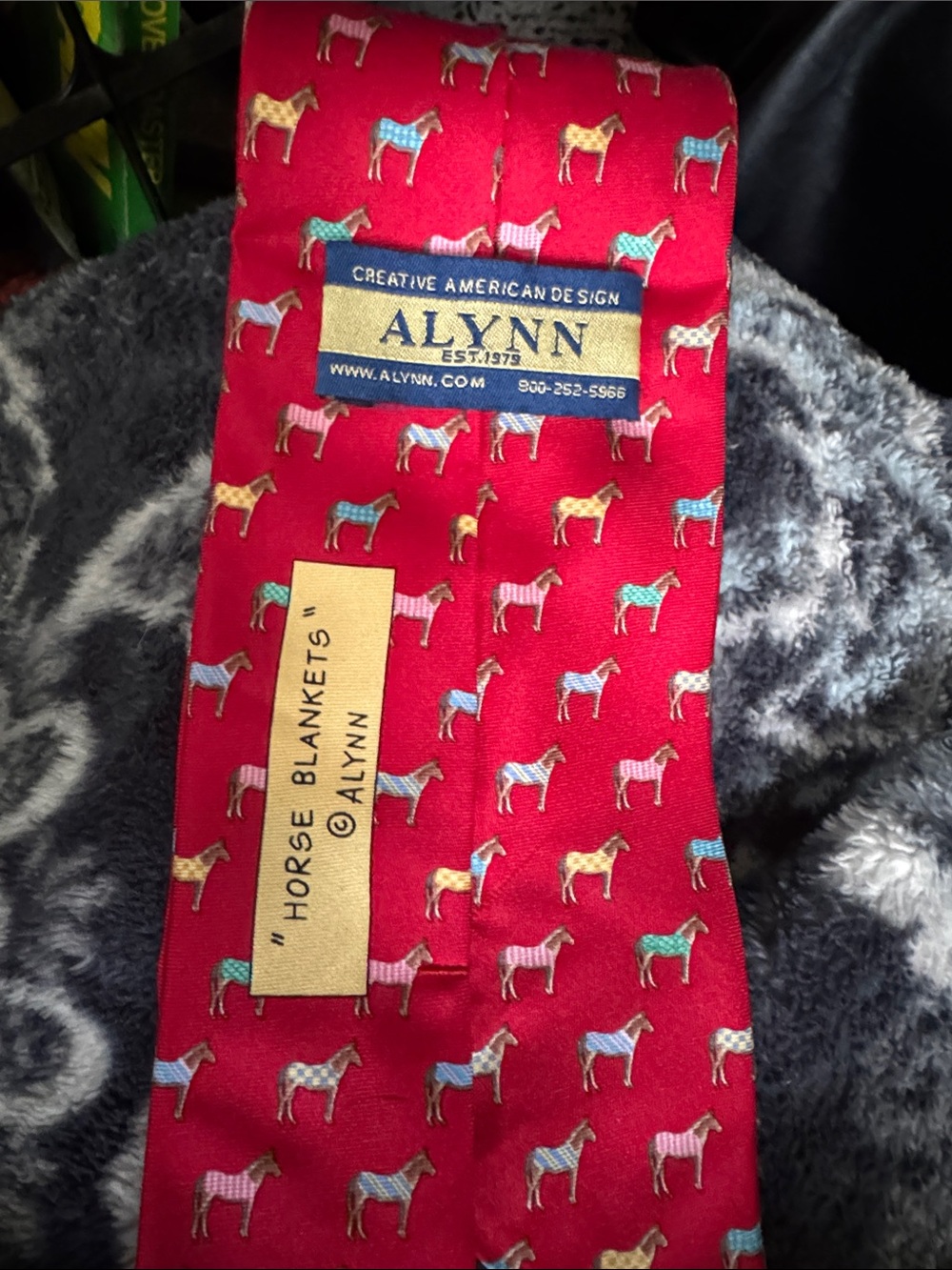 Vtg Alynn "Horse Blankets” Neck Tie Creative American Design 100% Silk Handmade